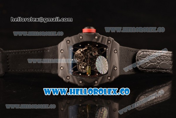 Richard Mille RM 055 Miyota 9015 Automatic Carbon Fiber Case with Skeleton Dial and Black Nylon/Leather Strap - Click Image to Close